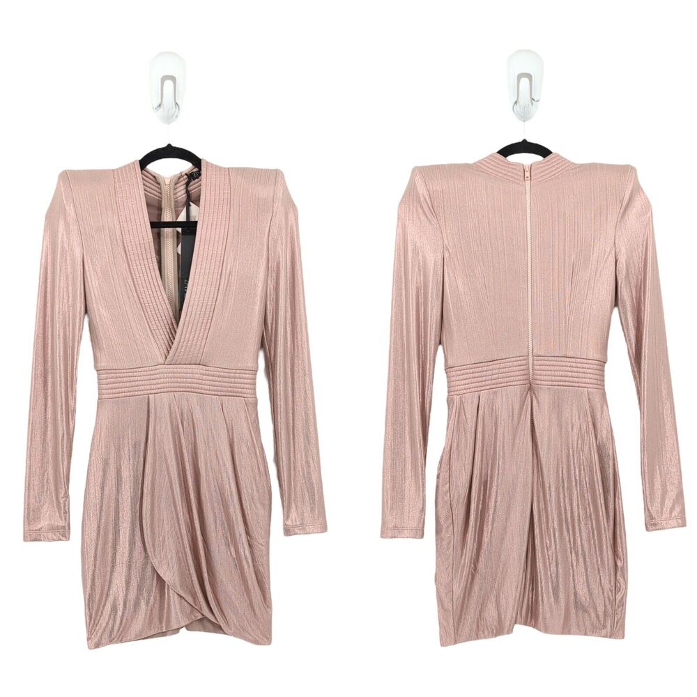 Zhivago Women 6 US 2 XS Eye of Horus Dress Blush Pink Metallic Mini Padded NEW